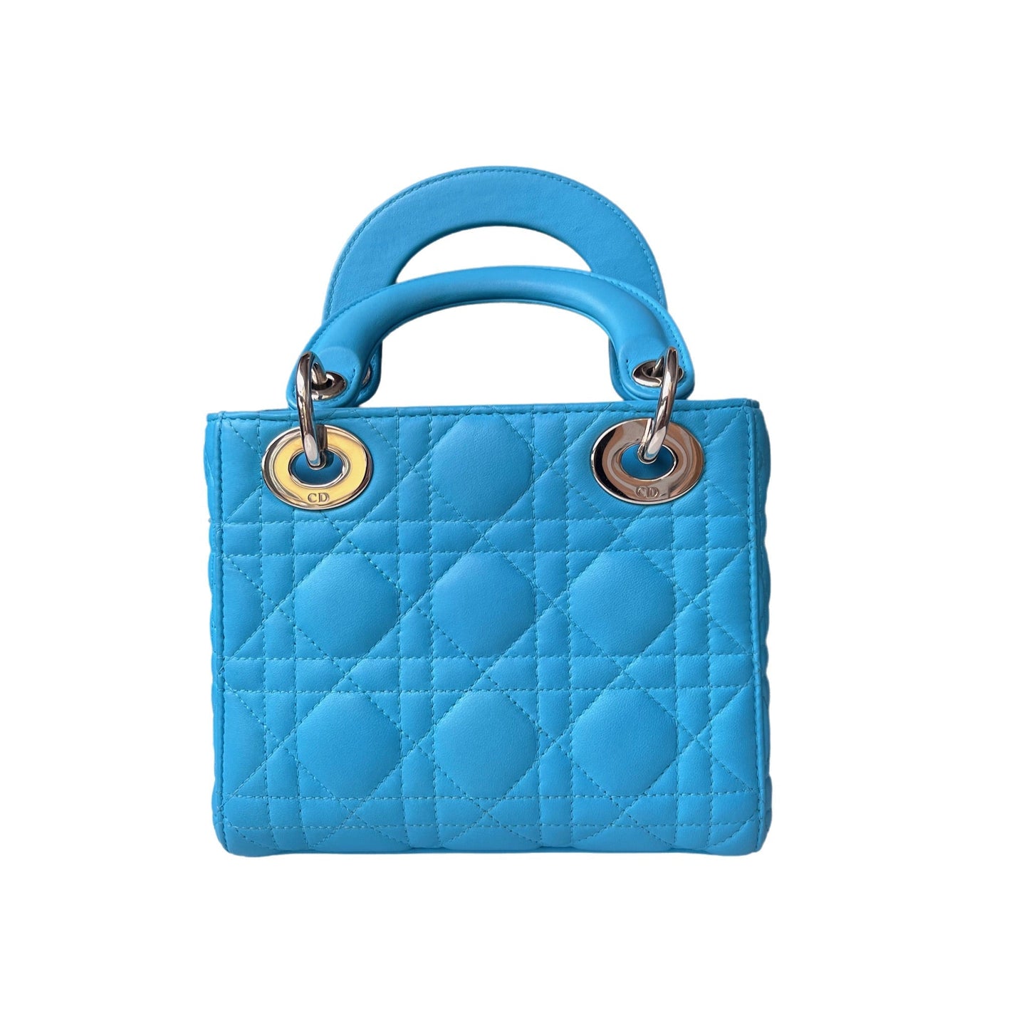 Lady Dior Mini Teal Blue handbag Cannage Leather with strap