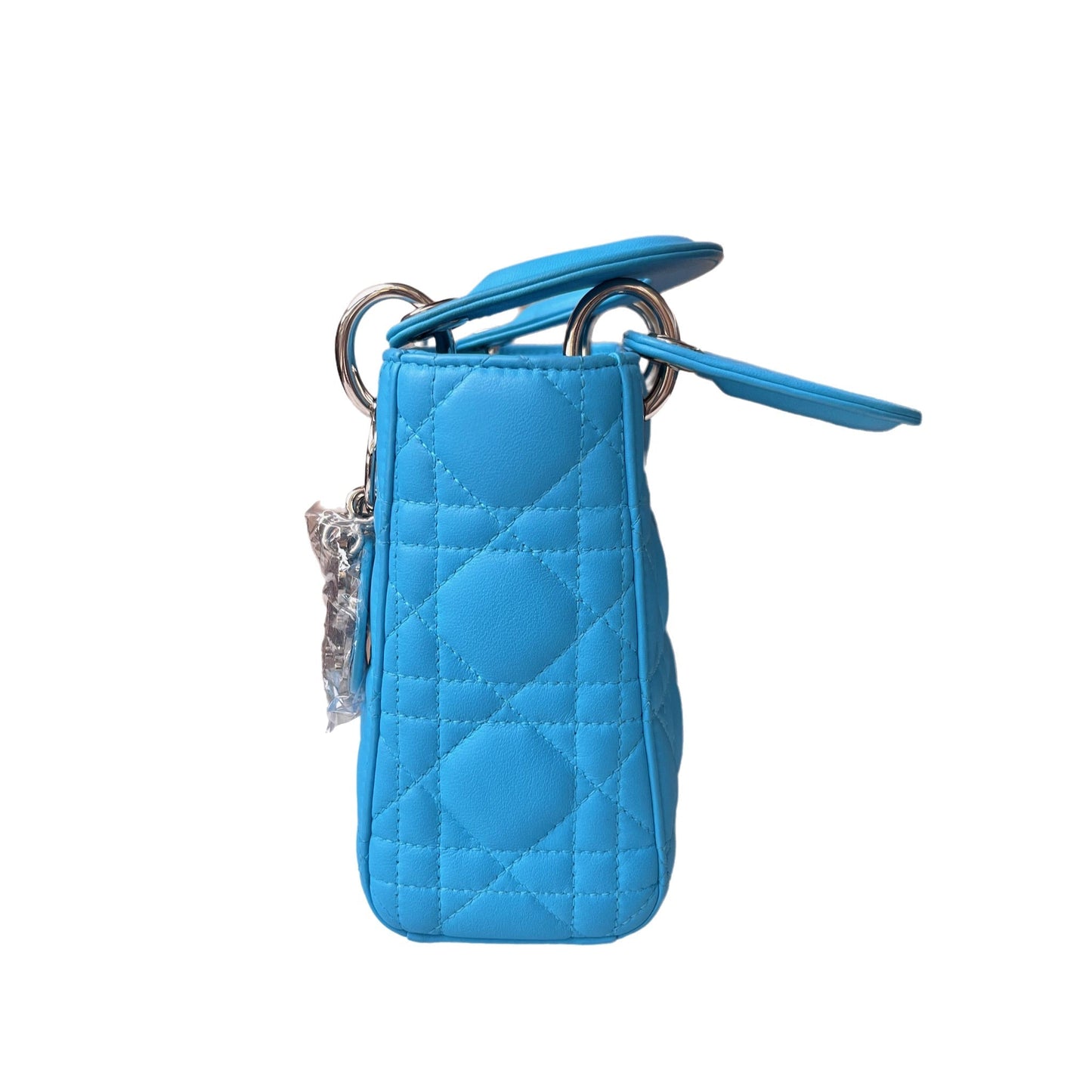 Lady Dior Mini Teal Blue handbag Cannage Leather with strap