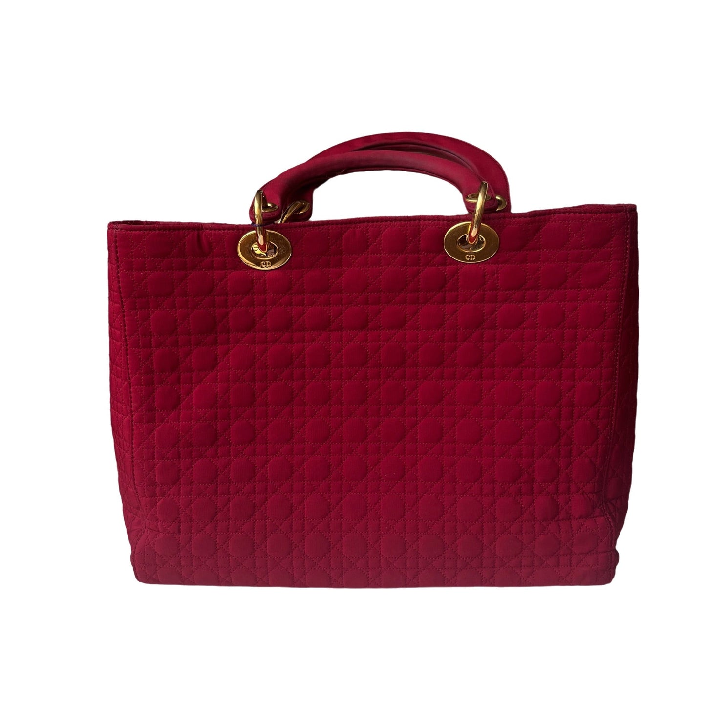 Lady Dior   Large Burgundy Cloth with Yellow Gold-tone Hardware