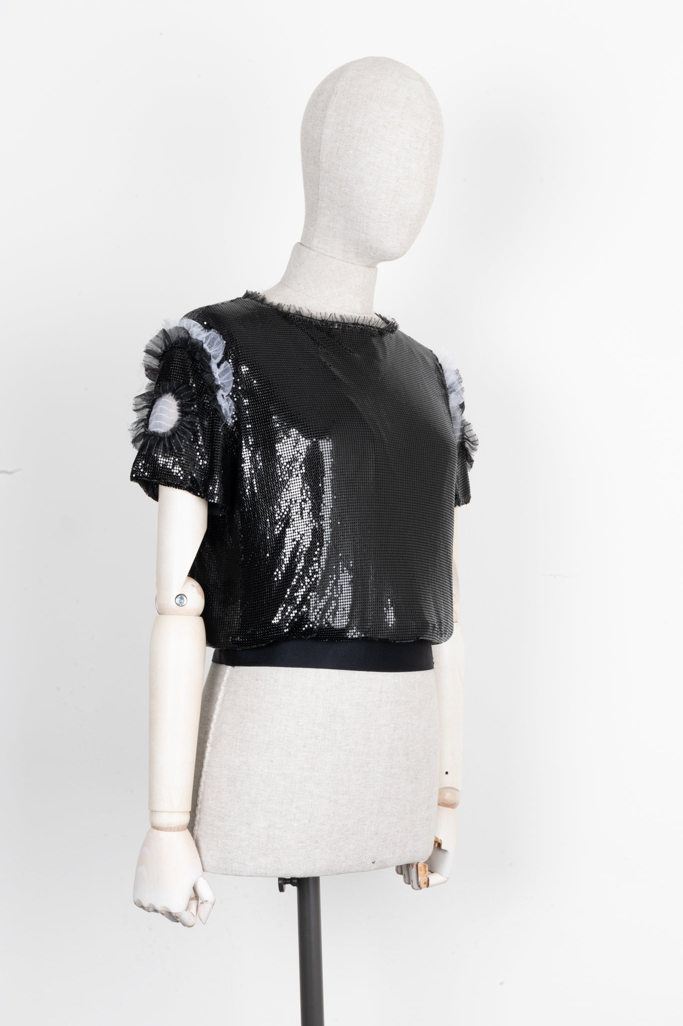 CHANEL Chainmail Buttoned Top Black