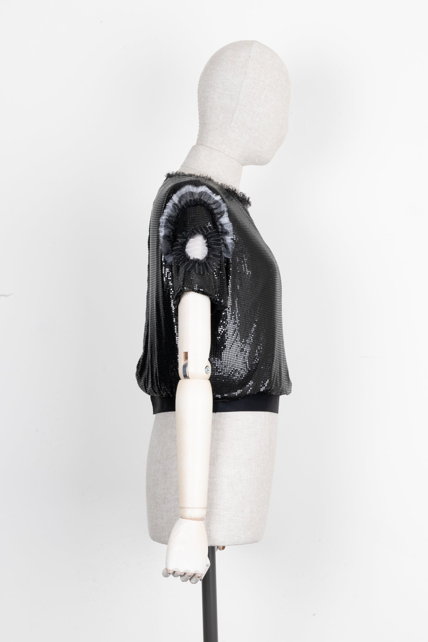 CHANEL Chainmail Buttoned Top Black