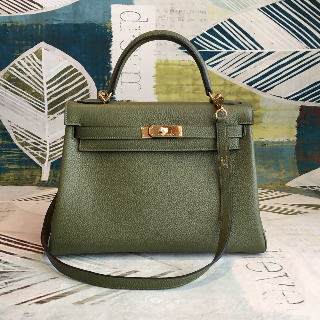 Top Quality Kelly Green Bag In Epsom With Gold Toned Hardware Bag For Women 7.5in/19cm