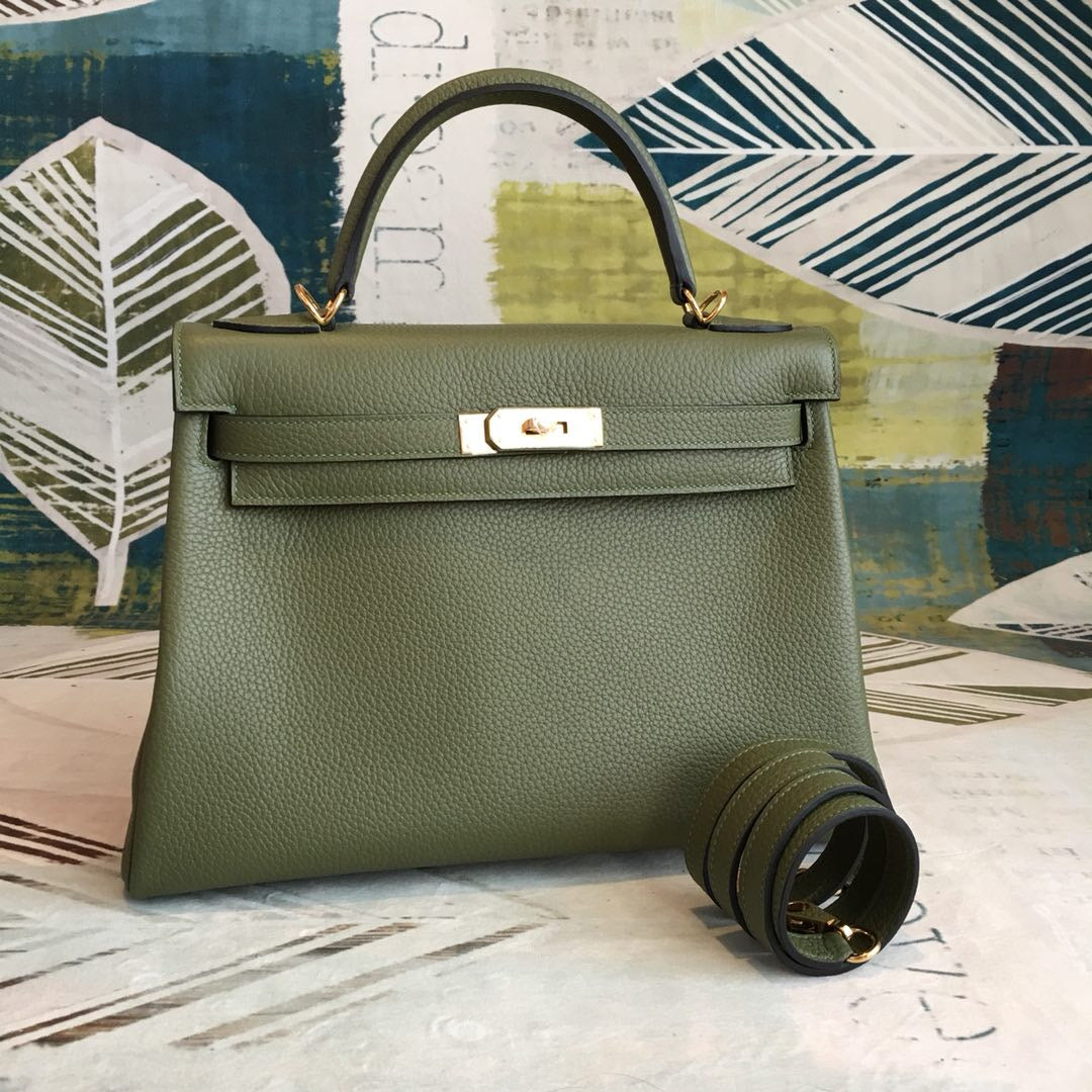Top Quality Kelly Green Bag In Epsom With Gold Toned Hardware Bag For Women 7.5in/19cm