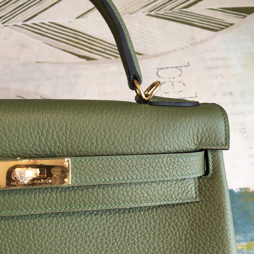 Top Quality Kelly Green Bag In Epsom With Gold Toned Hardware Bag For Women 7.5in/19cm