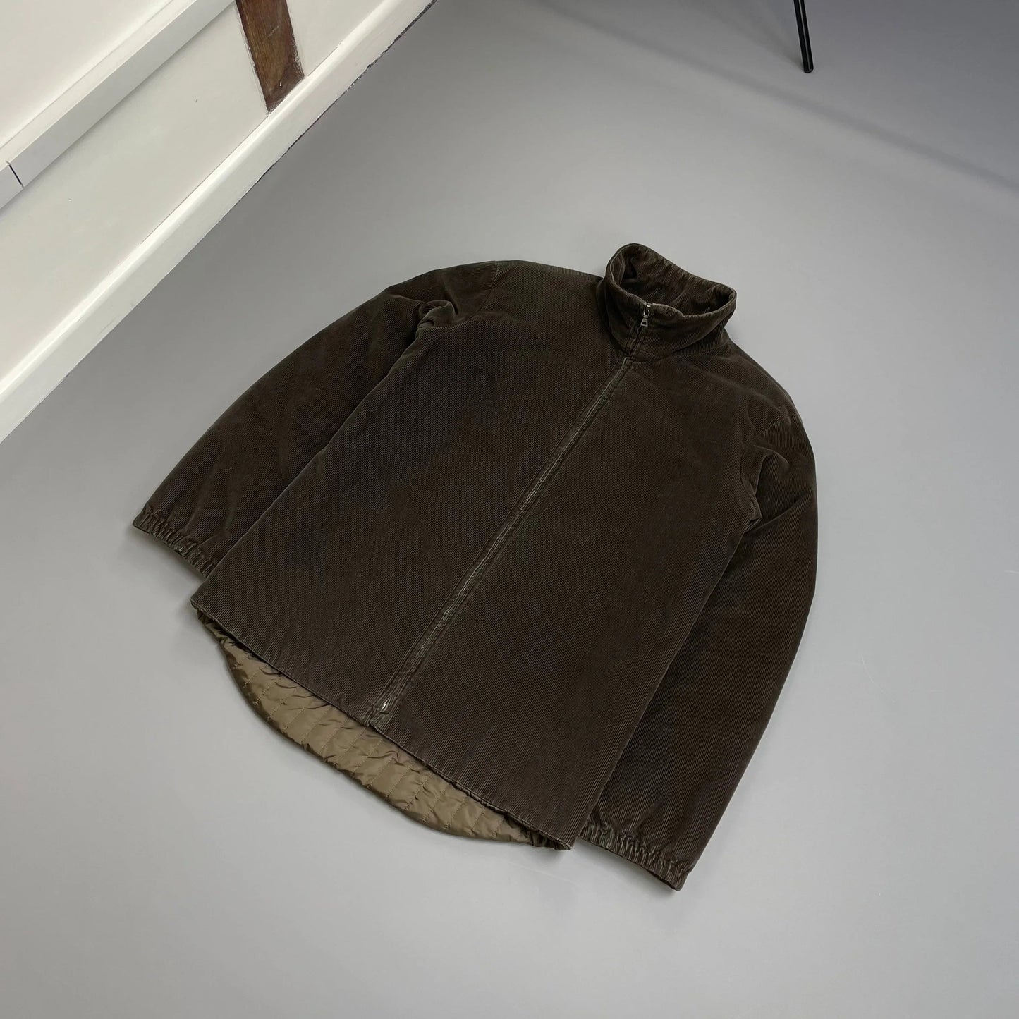 Prada Sport Brown 00s Padded Quilt-Lined Corduroy Jacket