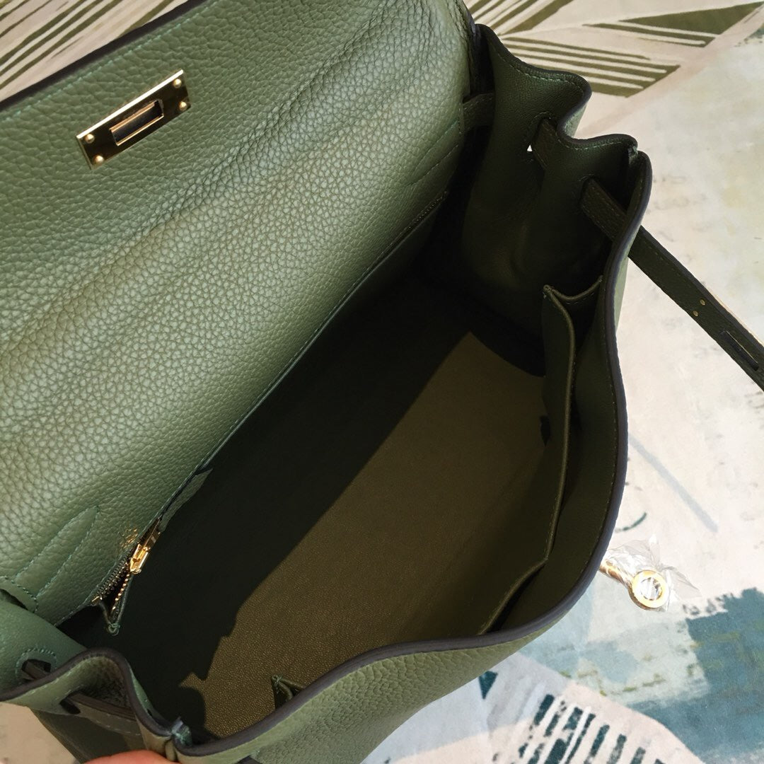 Top Quality Kelly Green Bag In Epsom With Gold Toned Hardware Bag For Women 7.5in/19cm
