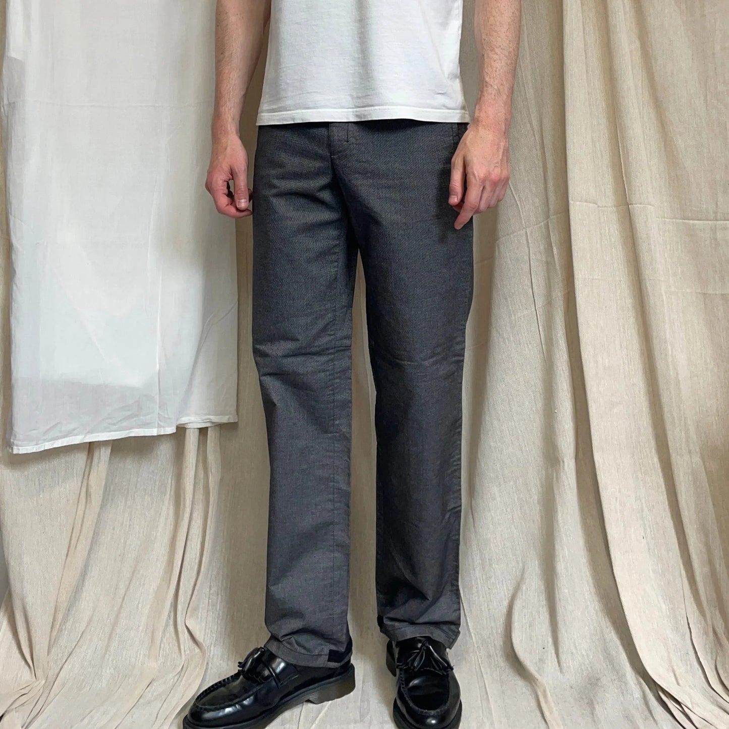 Prada Sport Grey 00s Canvas Cotton Straight Leg Tro rs