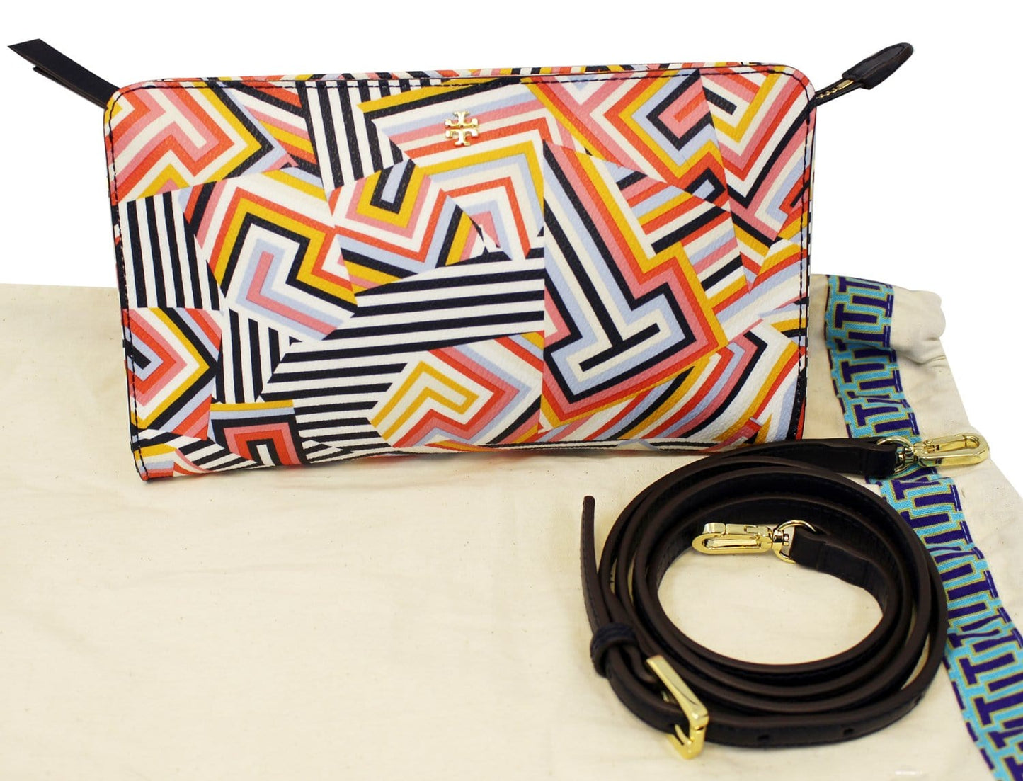 TORY BURCH Kerrington Wallet Crossbody Clutch Cut Out T Print