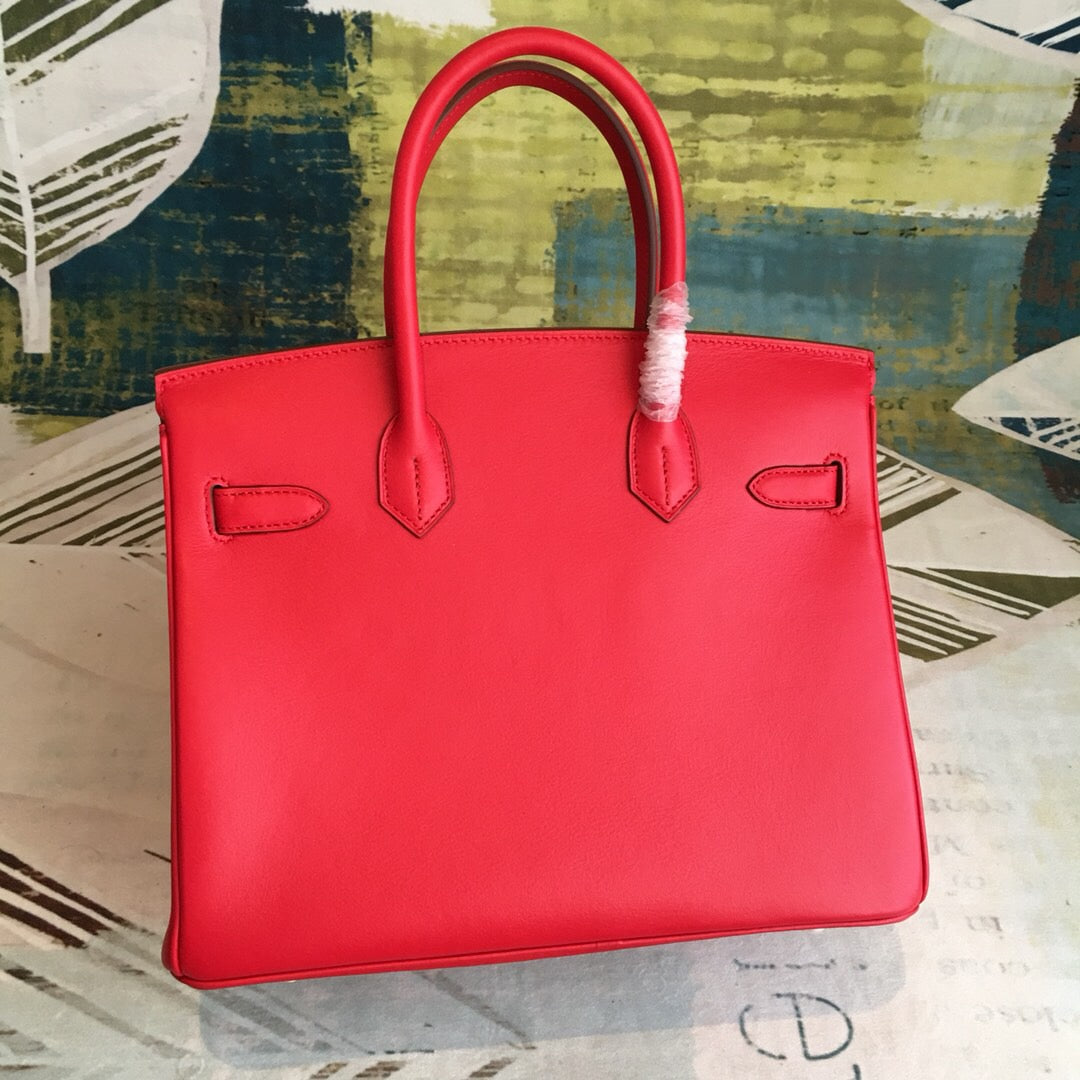 Top Quality Birkin Red For Women Gold Toned Hardware 11.8in/30cm