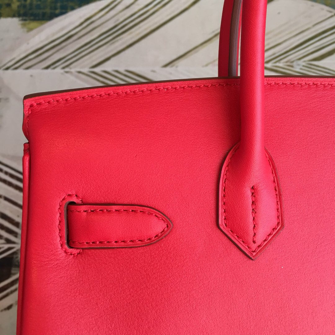 Top Quality Birkin Red For Women Gold Toned Hardware 11.8in/30cm