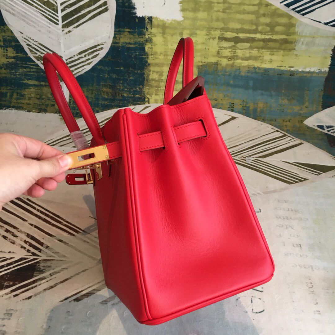 Top Quality Birkin Red For Women Gold Toned Hardware 11.8in/30cm