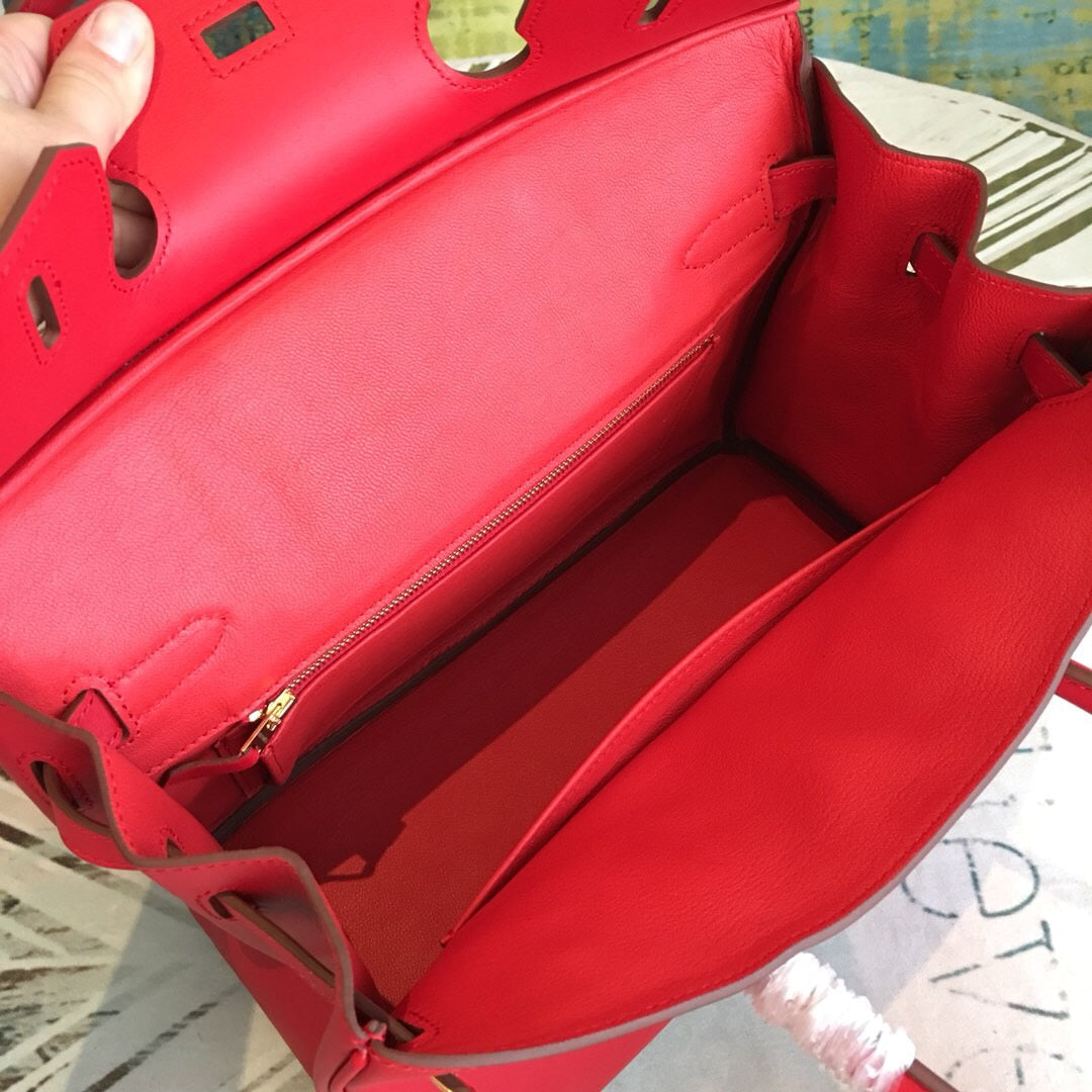 Top Quality Birkin Red For Women Gold Toned Hardware 11.8in/30cm