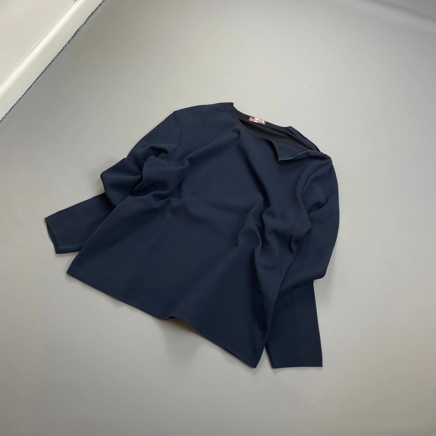 Prada Sport Navy SS00 Nylon Shoulder Zip Panel Crewneck Jumper