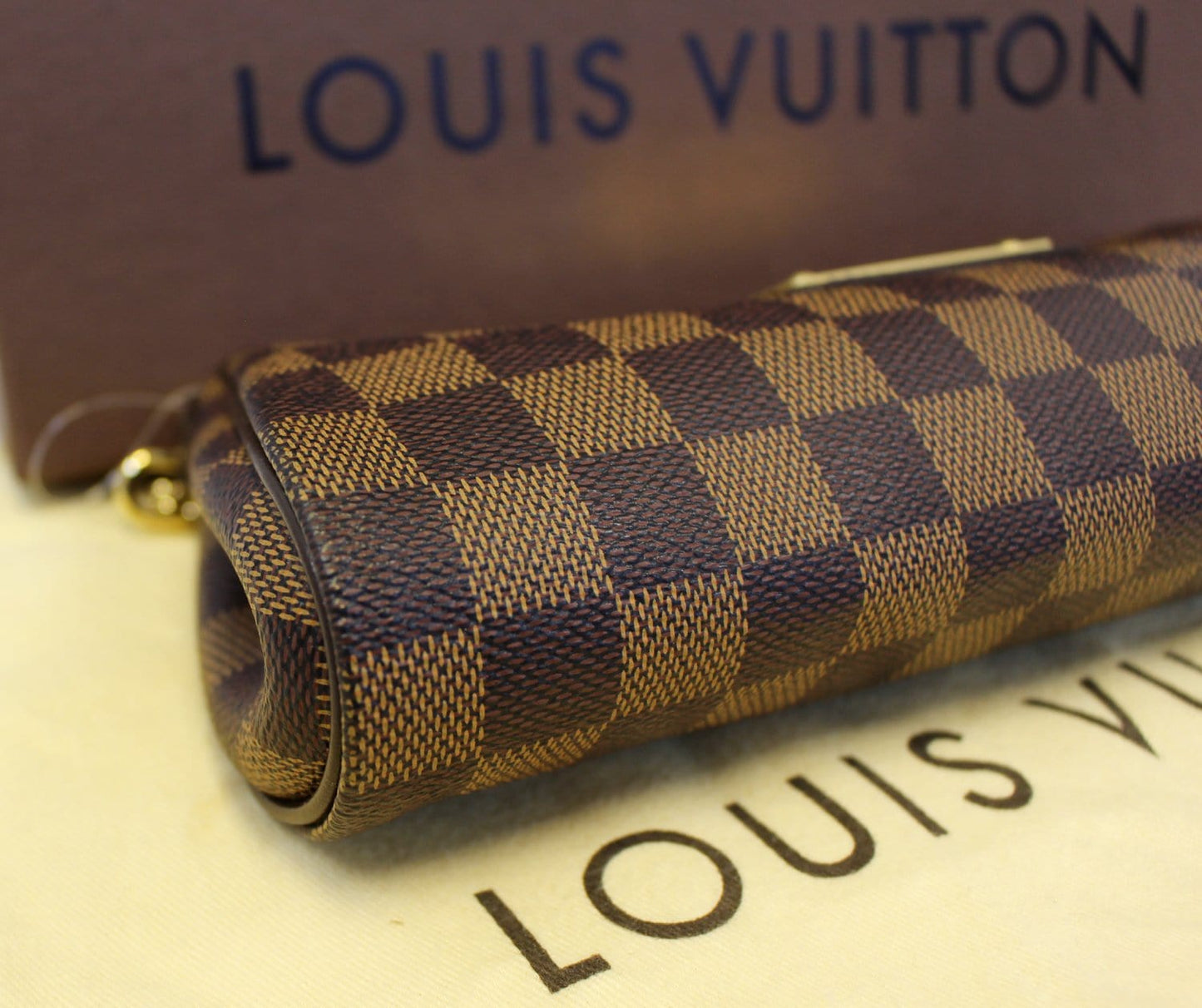 LOUIS VUITTON Damier Ebene Pochette Eva Clutch Shoulder Crossbody Bag