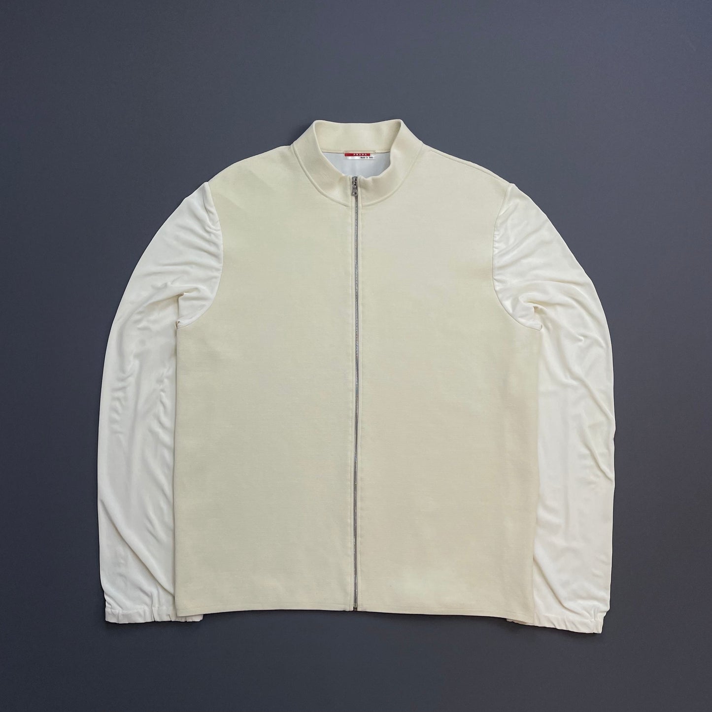 Prada Sport Cream & White SS00 Lightweight Zip-Through Nylon Panelled Jacket