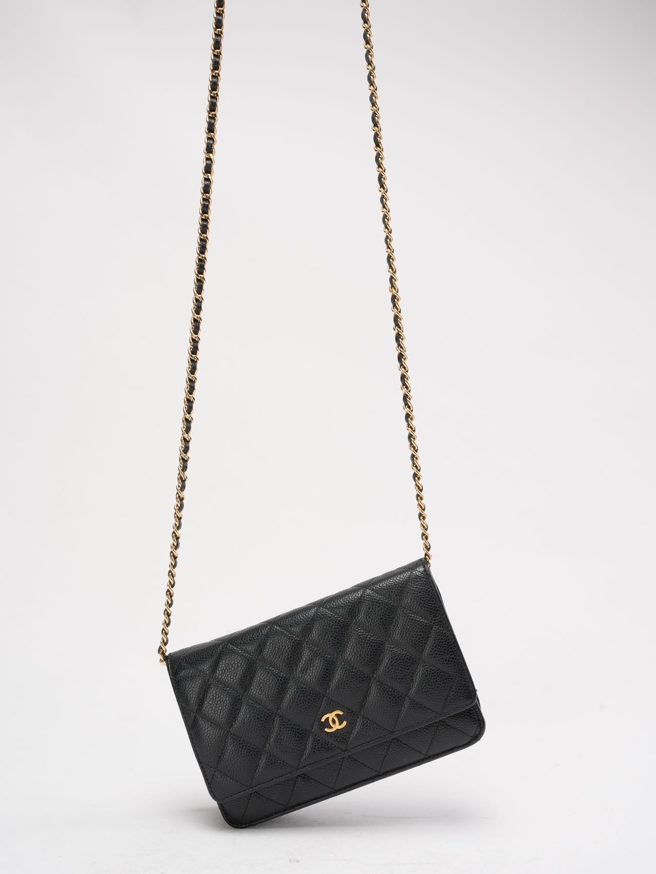 Chanel Black Classic Wallet on Chain (WOC) Caviar