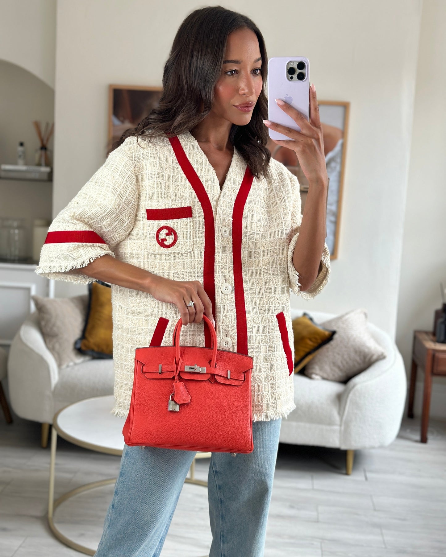 Herm�s Birkin 25 Retourne Bag in Capucine Togo Leather and Palladium Hardware