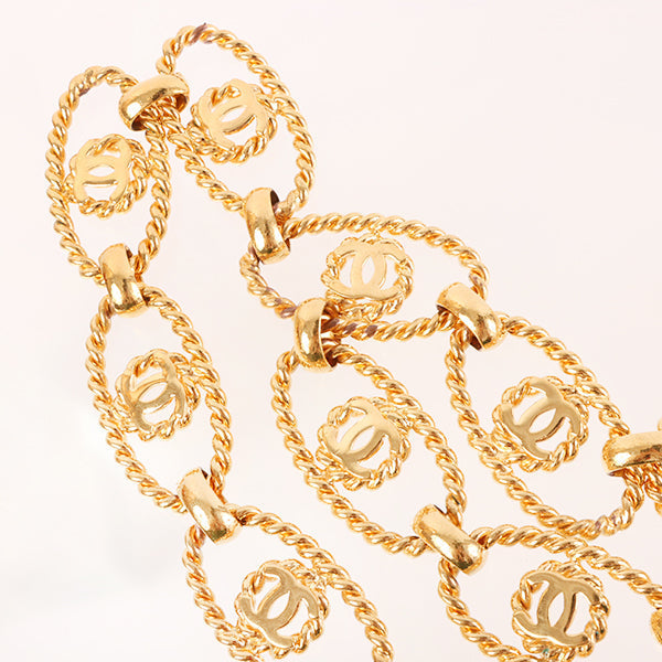 Chanel 1991 Made Oval Round Cc Mark Chain Belt