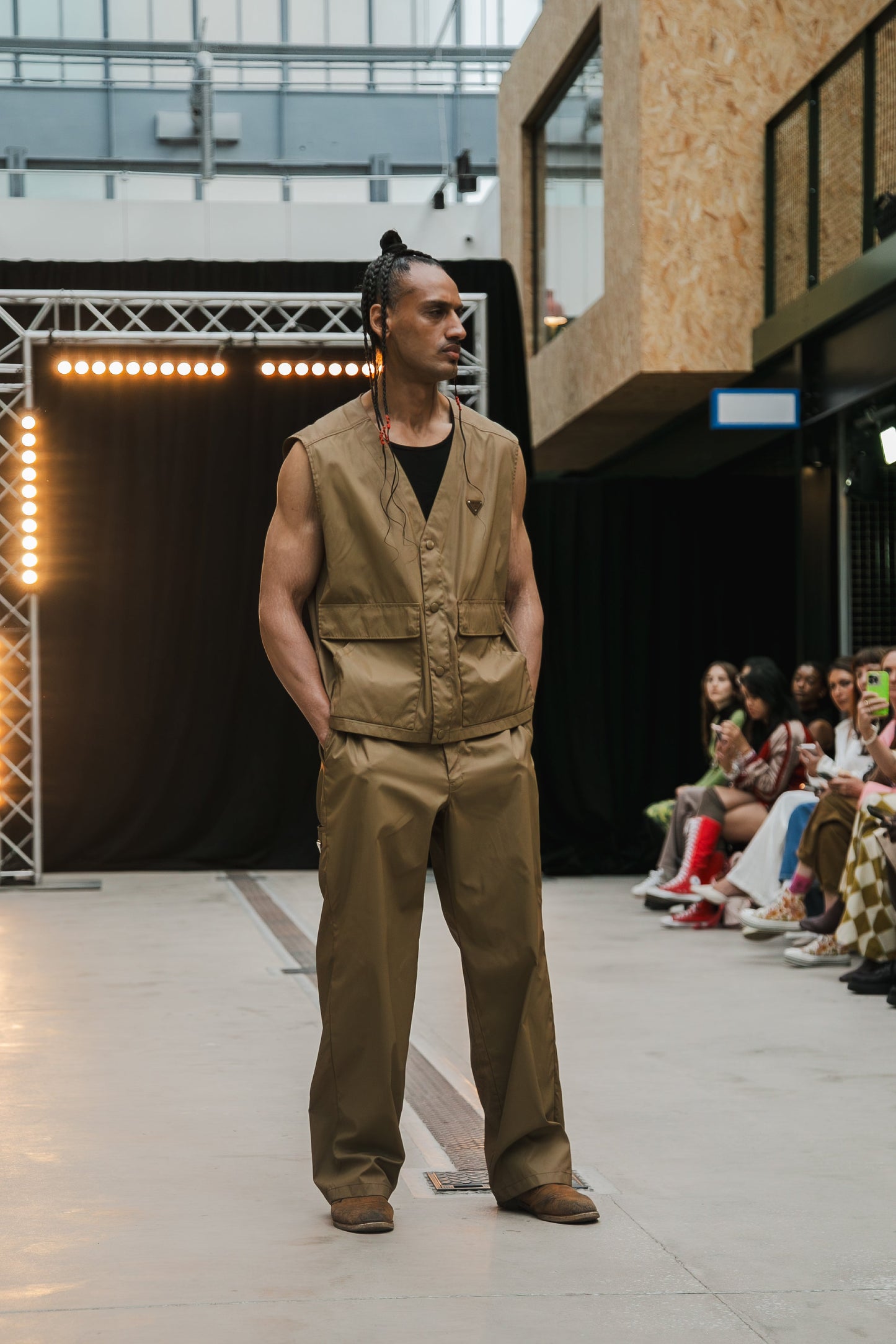 Prada Nylon Waistcoat/ Tro r Co-Ord Tan XL
