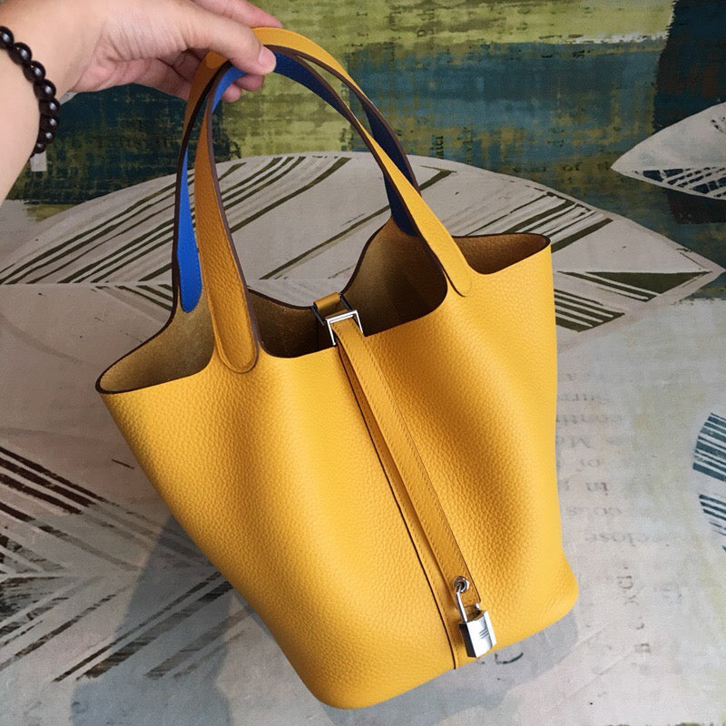 Top Quality Picotin Lock 18 Yellow ClemenTop Quality Palladium Hardware For Women 7.5in/19cm