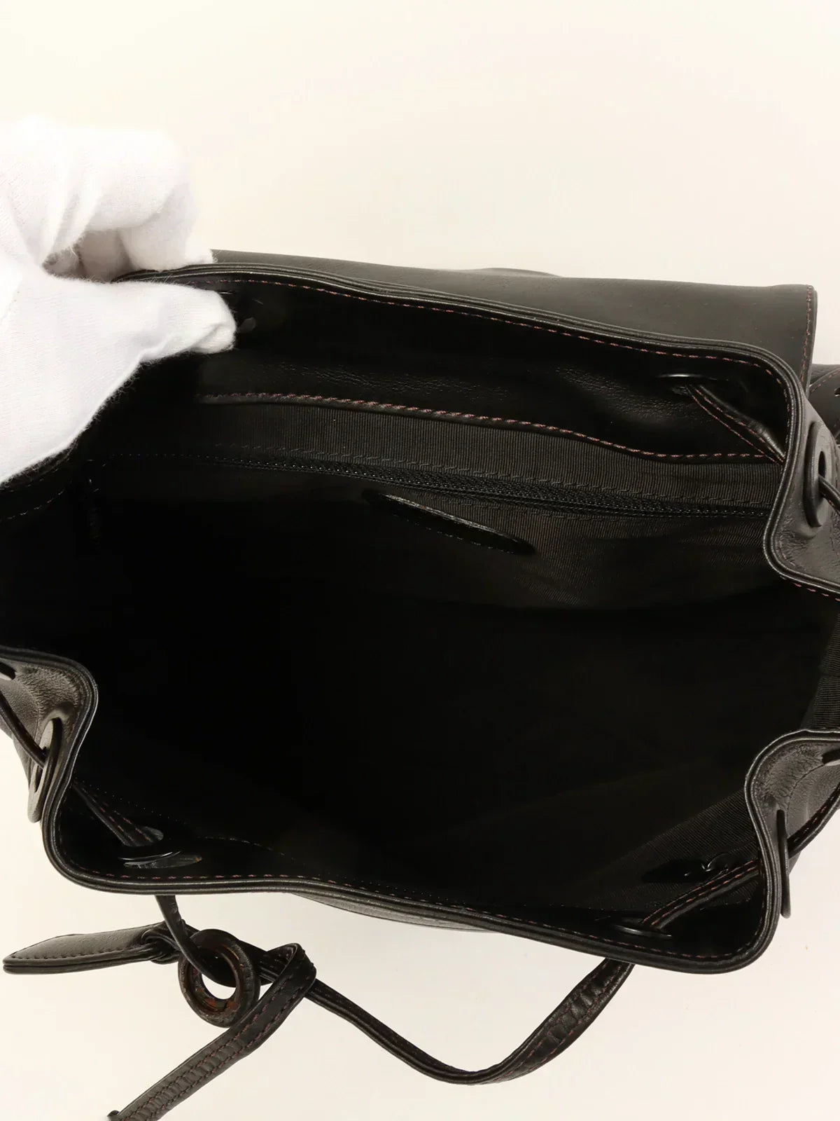 CHANEL Around 1998 Made Cc Mark Stitch Backpack Black