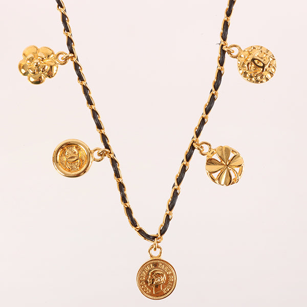 Chanel 1996 Made Mini Cc Mark Multi Charm Necklace Black