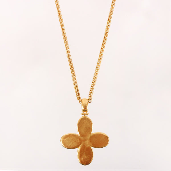 Chanel Around 1995 Made Marble Stone Cc Mark Flower Motif Necklace Royal Blue