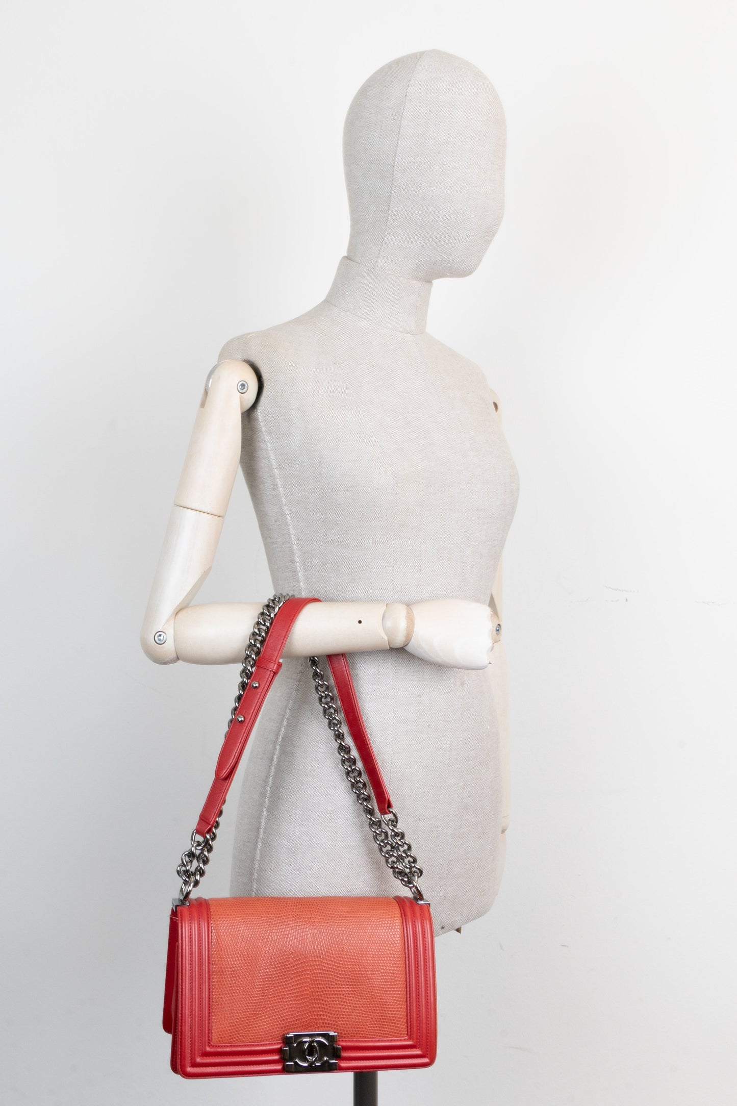 CHANEL Medium Boy Bag Lizzard Red