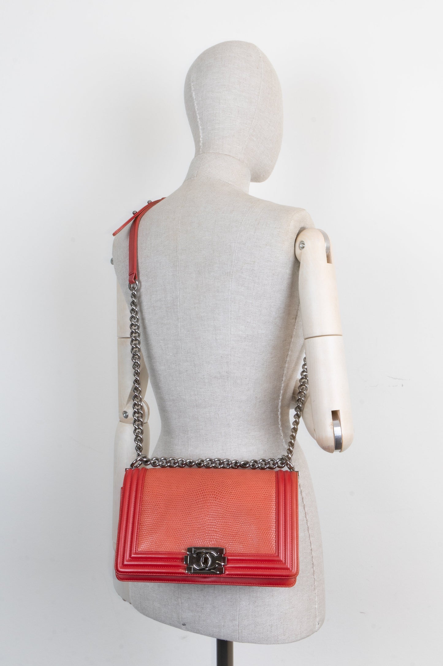 CHANEL Medium Boy Bag Lizzard Red