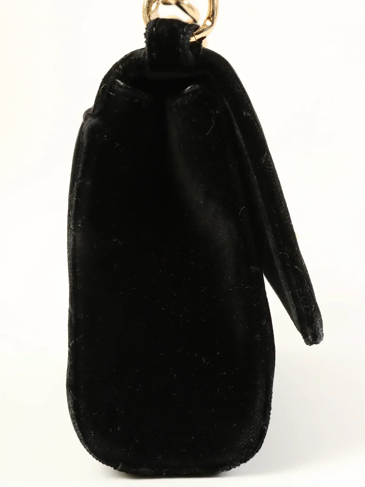 CHANEL Around 2002 Made Velvet Cc Mark Plate Chain Bag Black