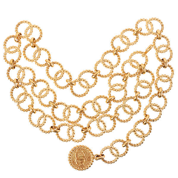 Chanel 1990 Made Cc Mark Motif Medal Charm Chain Belt