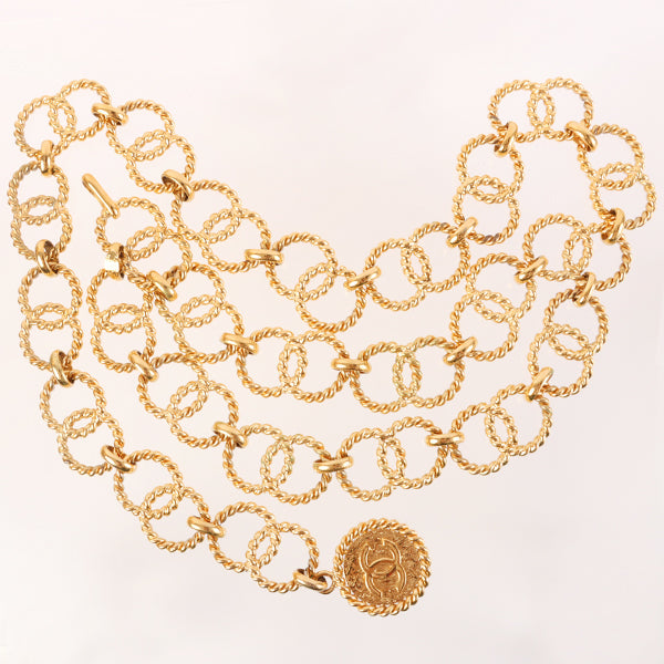 Chanel 1990 Made Cc Mark Motif Medal Charm Chain Belt