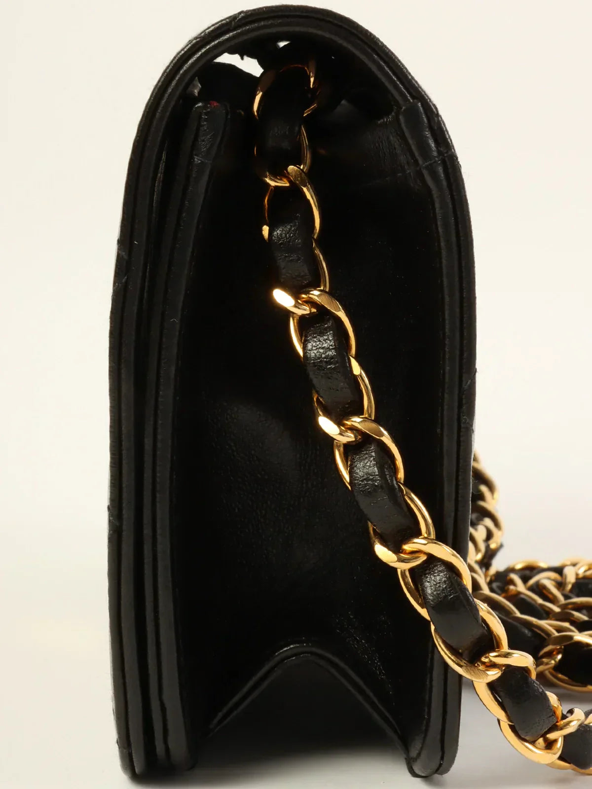 CHANEL Around 1998 Made Full Flap Cc Mark Plate Chain Bag Mini Black