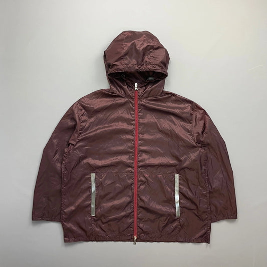 Prada Sport Burgundy SS00 Runway Reflective Nylon Hooded Jacket