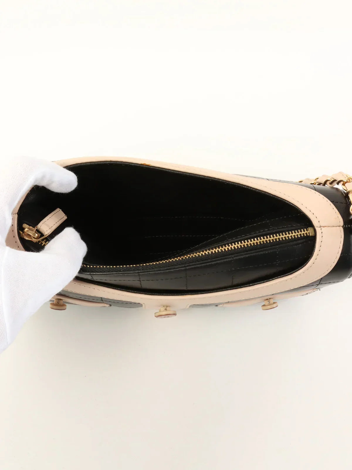 CHANEL Around 2001 Made Girl  Chain Bag Black/Pink Beige