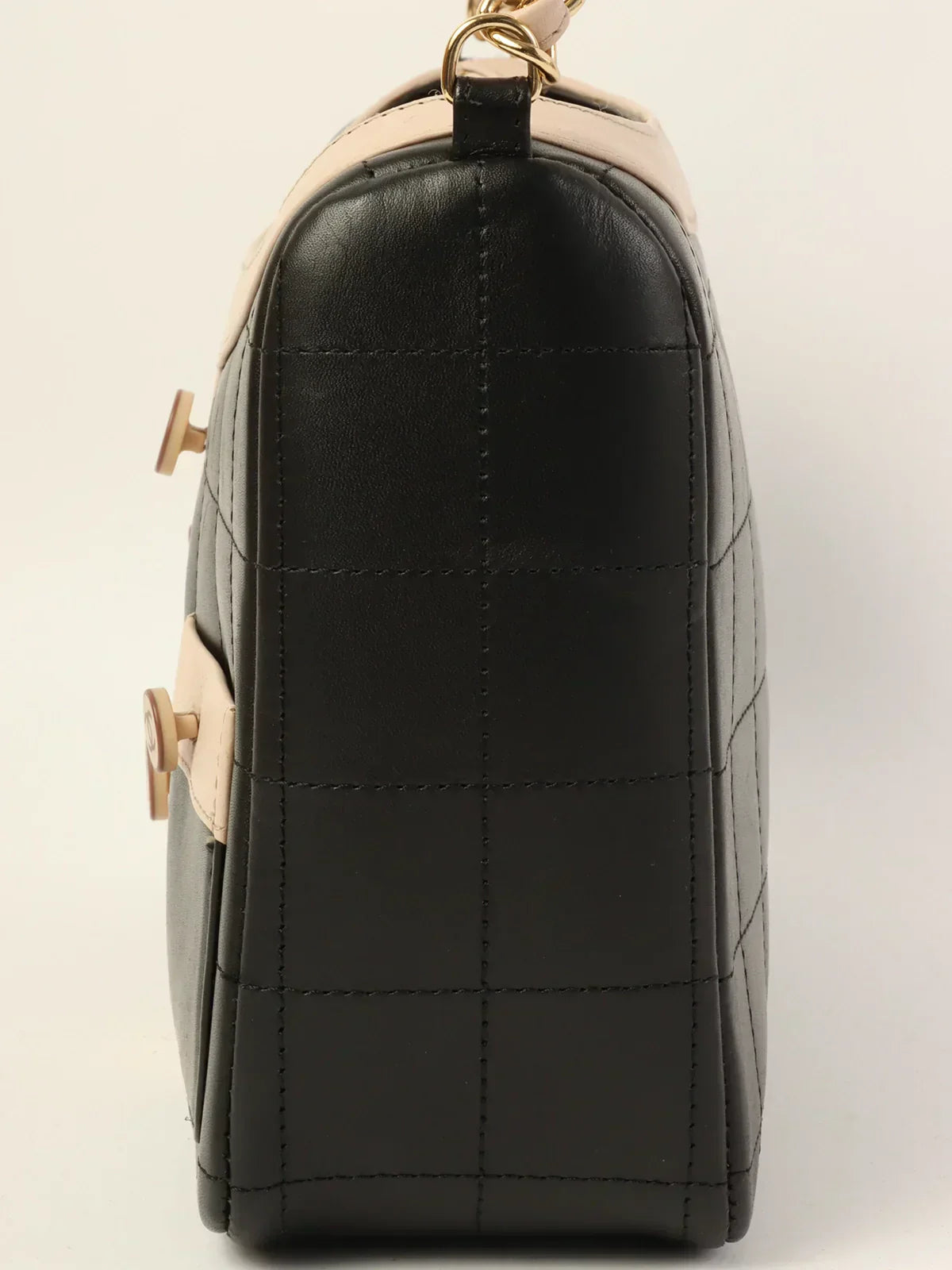 CHANEL Around 2001 Made Girl  Chain Bag Black/Pink Beige