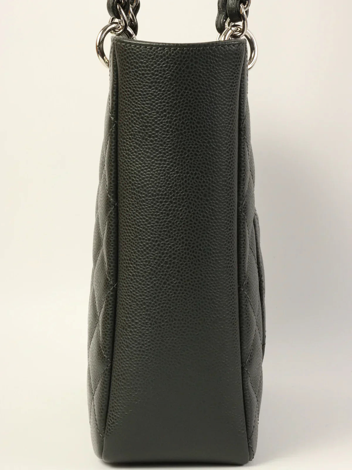 CHANEL Around 2014 Made Caviar Skin Cc Mark Stitch Chain Tote Bag Charcoal Grey