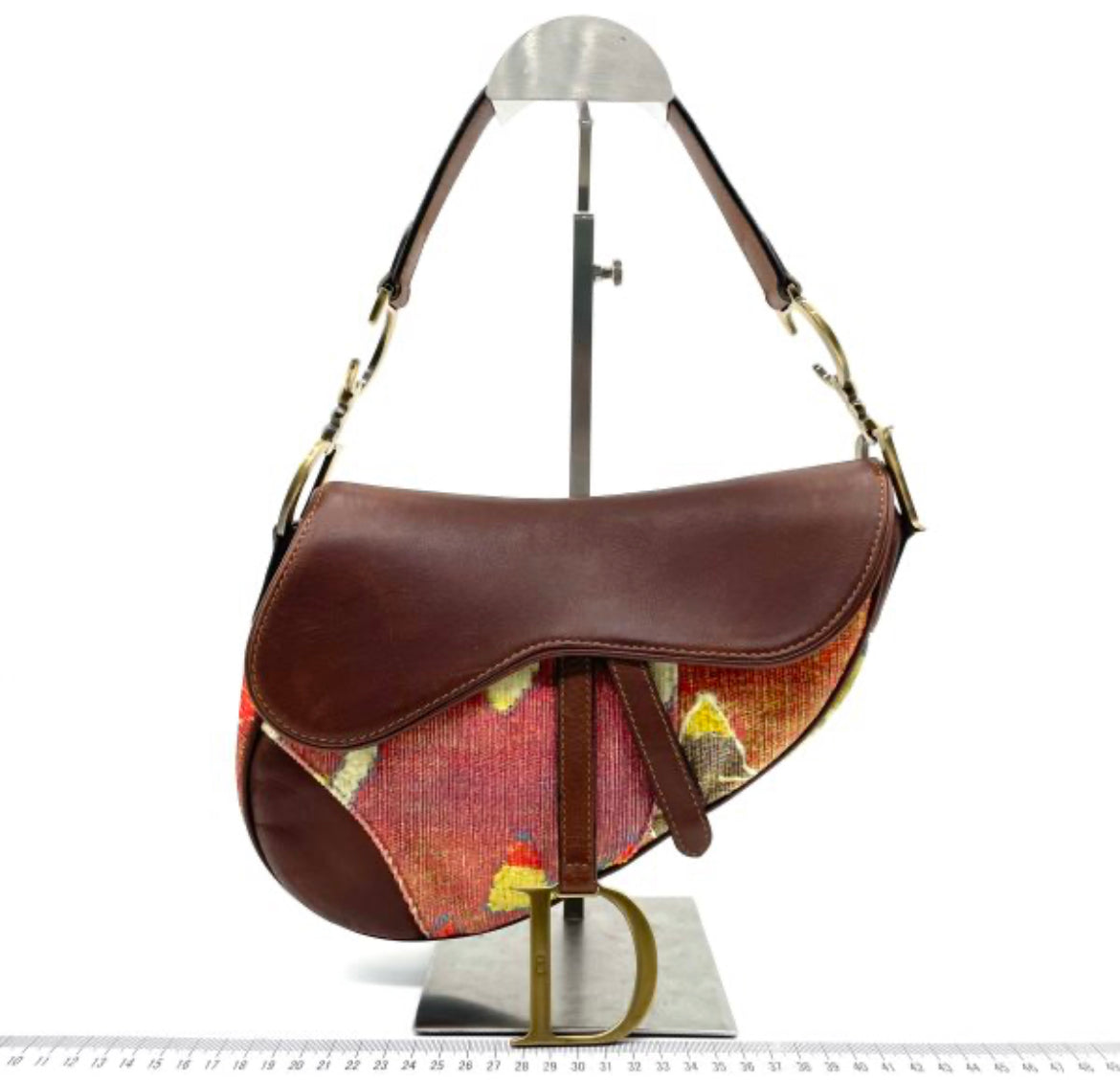Dior Saddle bag   brown leather and printed velvet RARE
