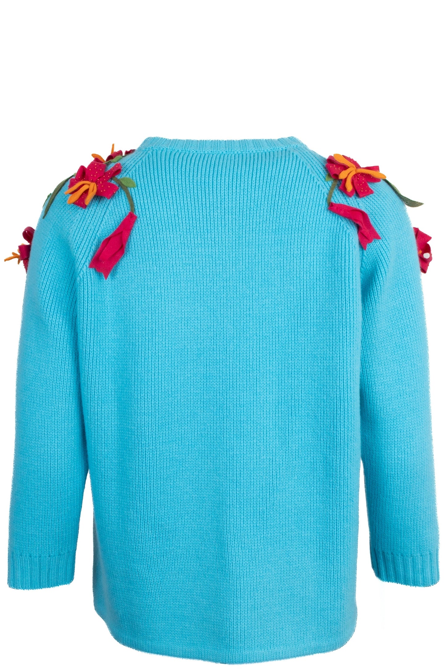 GUCCI Garden Flower Embroidered Knit Jacket Blue