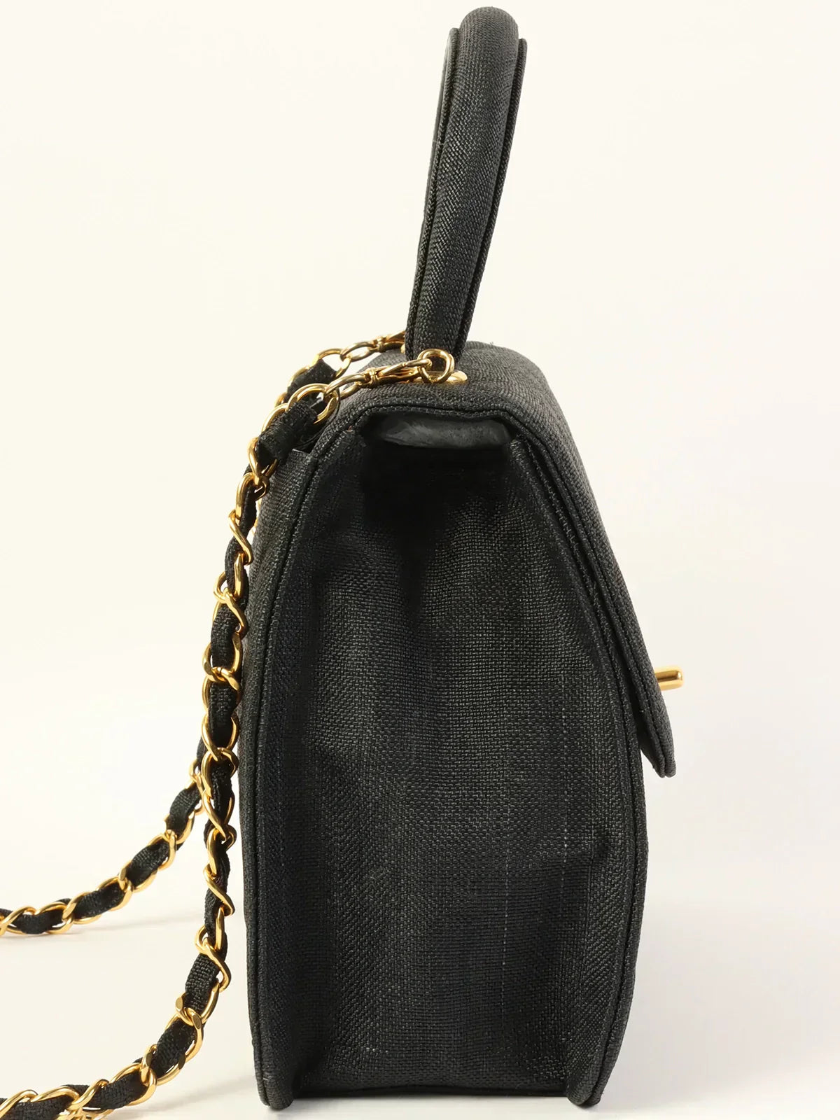 CHANEL Around 1992 Made Canvas Turn-Lock 2Way Bag Black