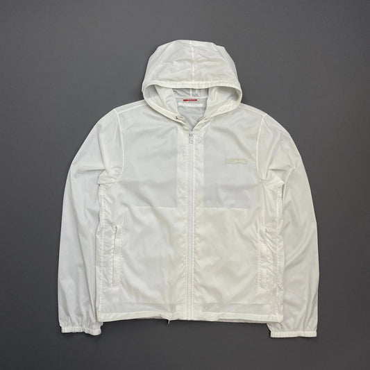 Prada Sport White 2007 Lightweight Nylon Hooded Windbreaker Jacket