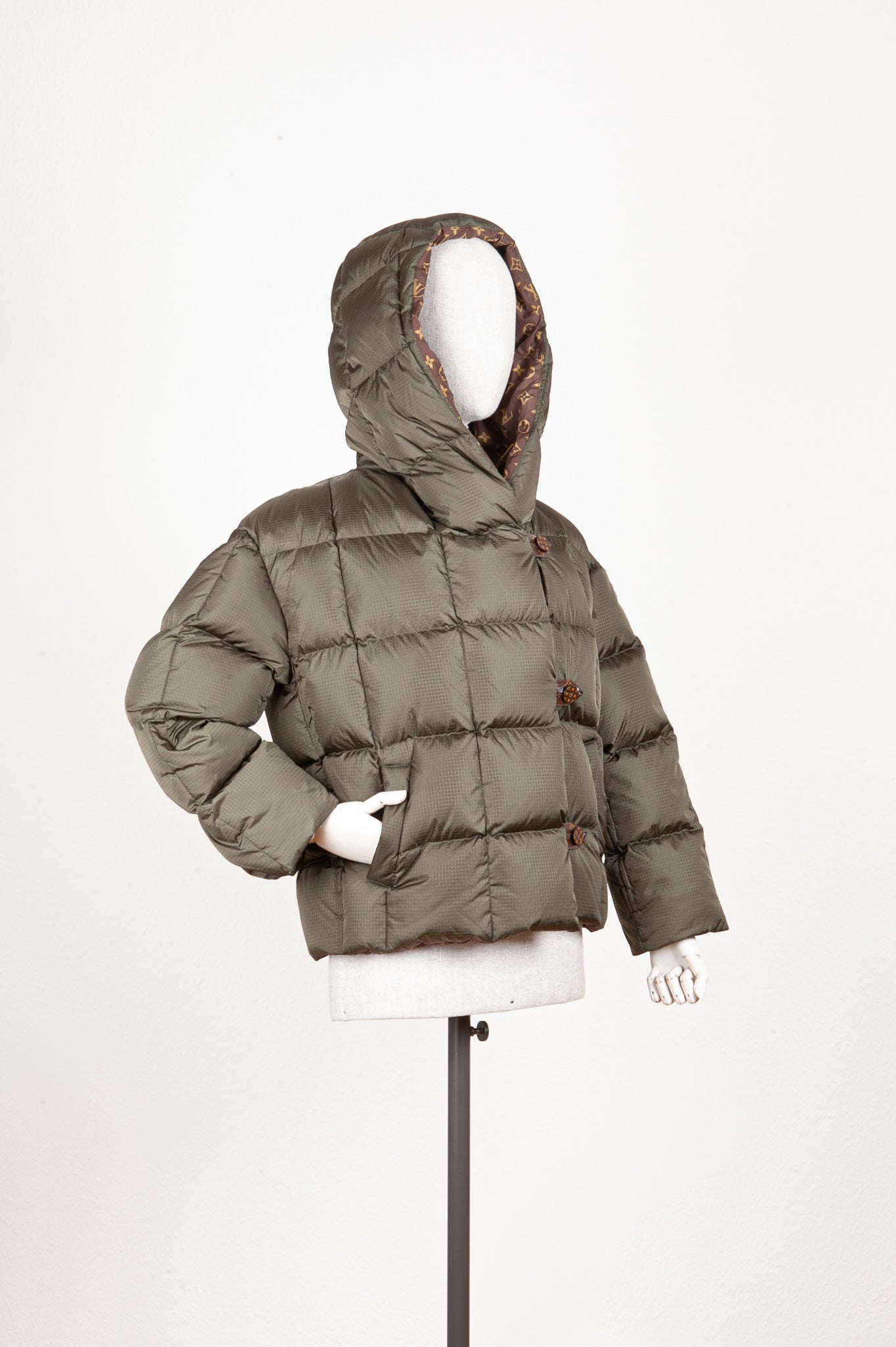 LOUIS VUITTON Hooded Quilted Puffer Jacket Green