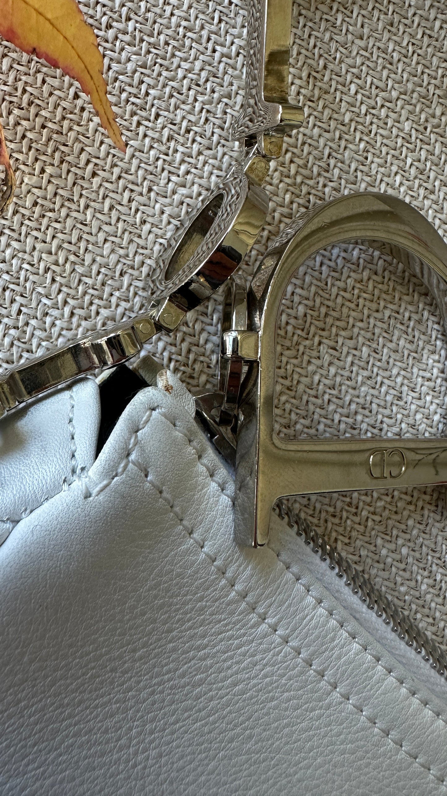 CHRISTIAN DIOR Logo Pochette Leather White