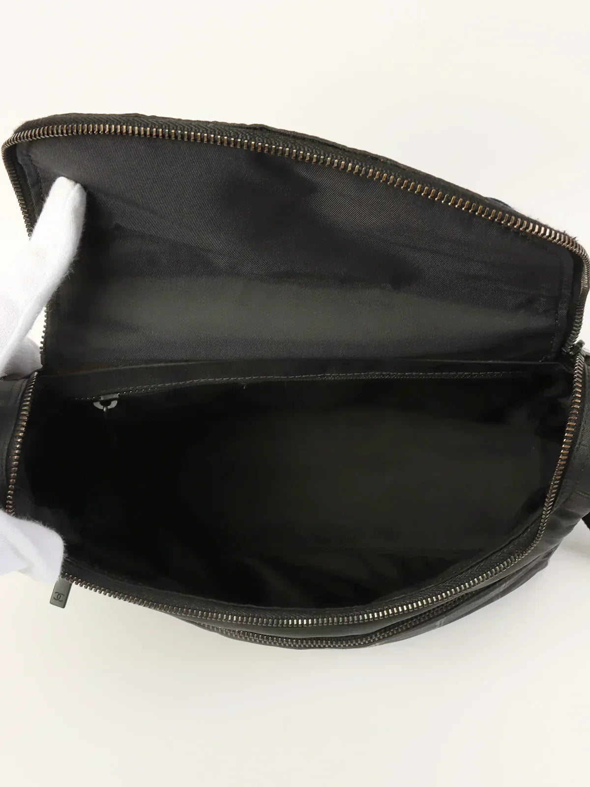 CHANEL Around 2000 Made New Travel Line Nylon Cc Mark 2Way Bag Black