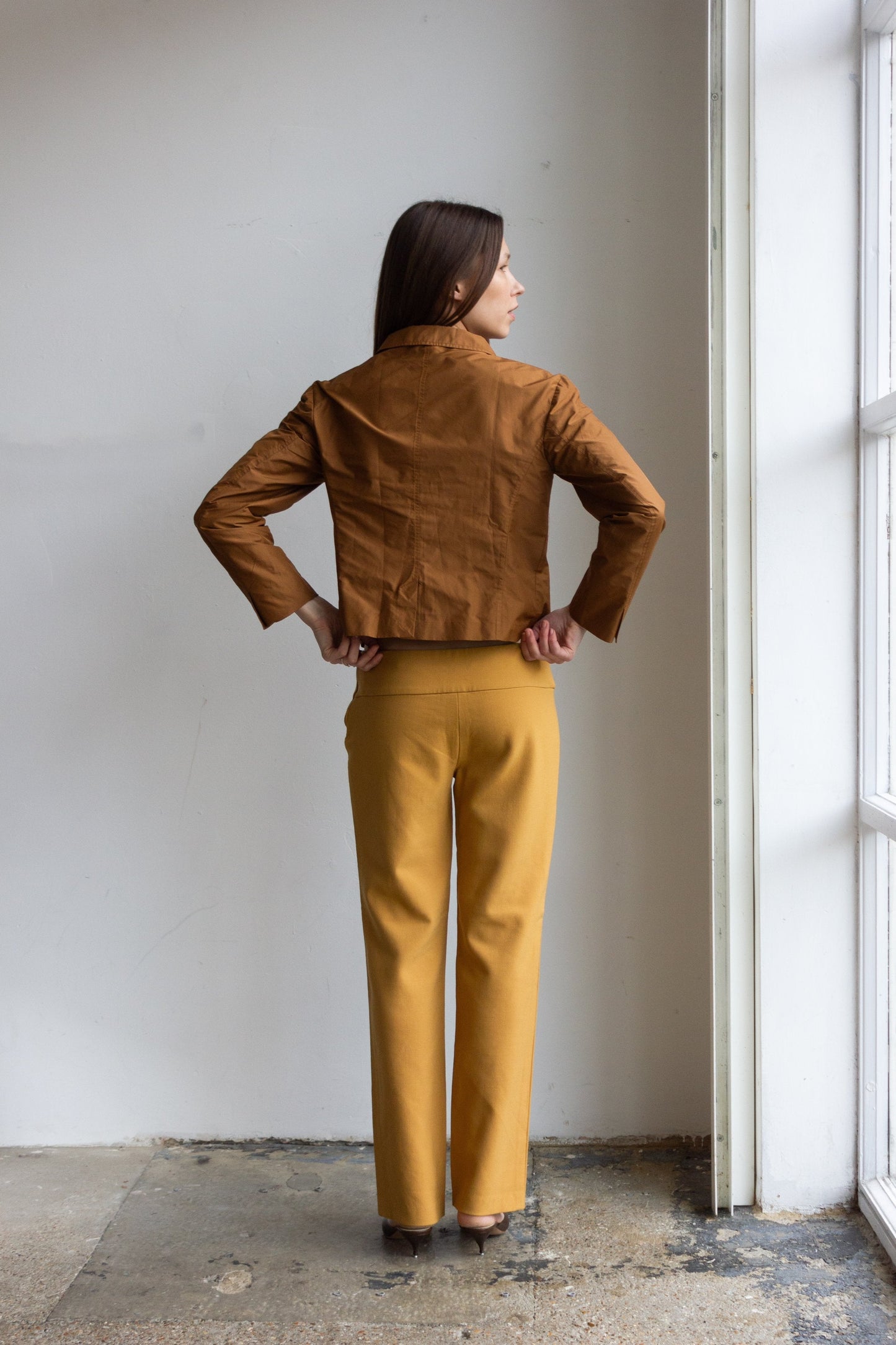 Dark yellow Prada crop blazer