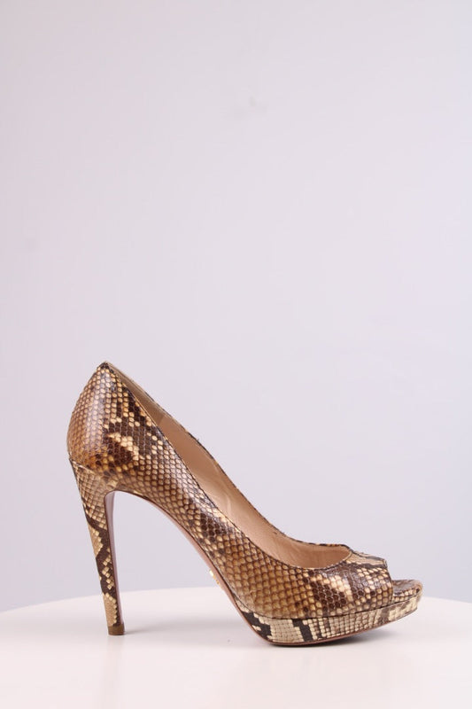 Prada Python Peep toe Heels Snakeskin 39