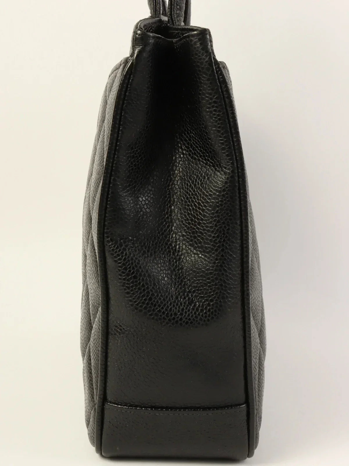 CHANEL Around 1997 Made Caviar Skin Turn-Lock Tote Bag Black