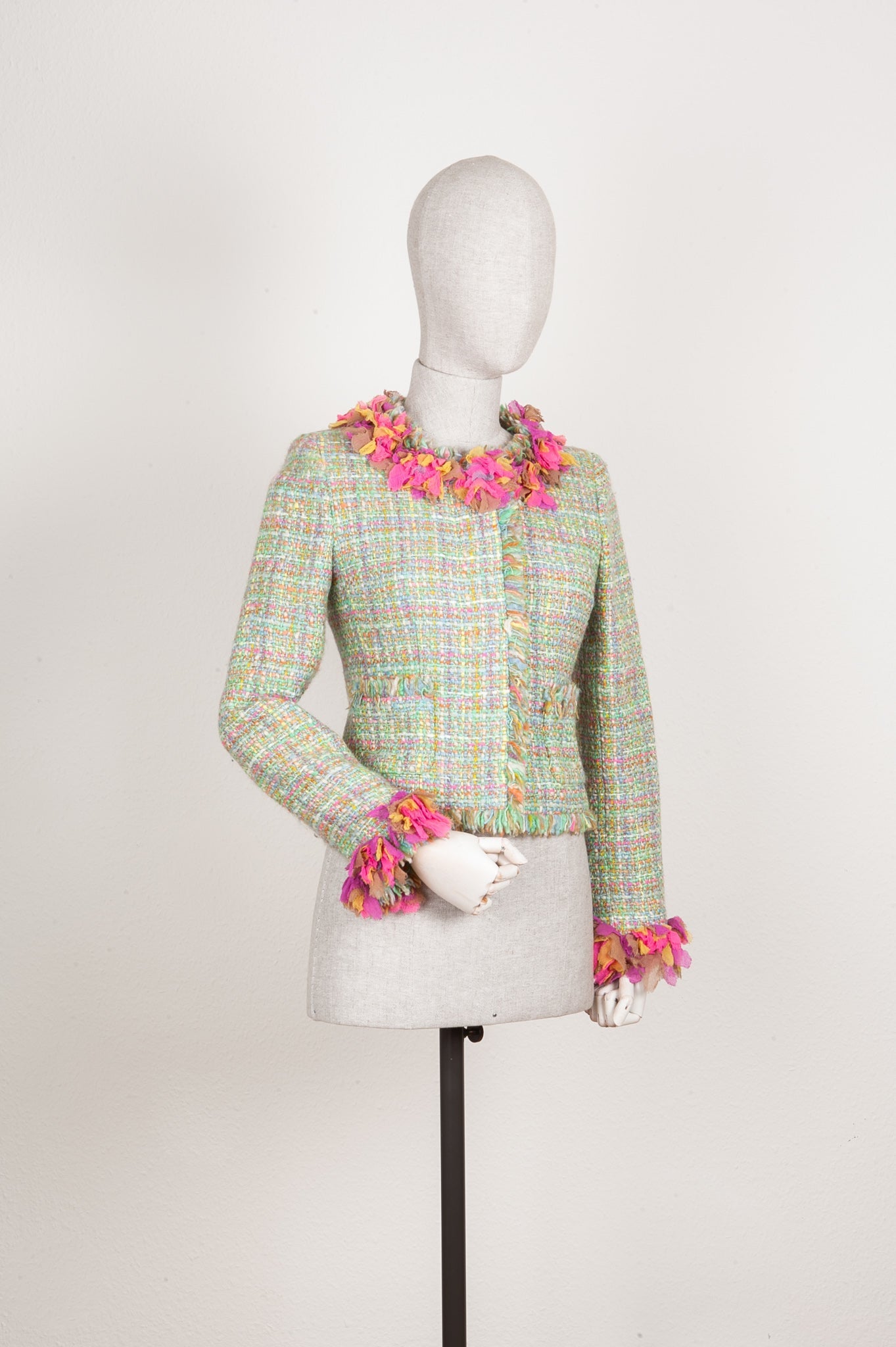 CHANEL Jacket Multicolor Tweed Green 01A