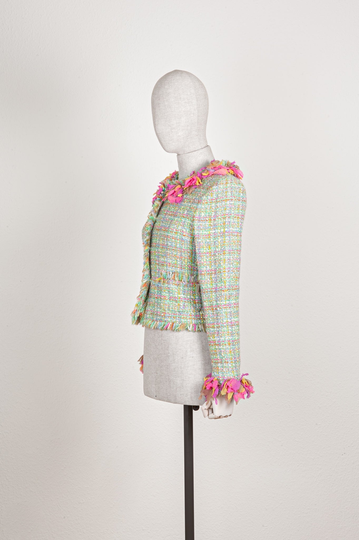 CHANEL Jacket Multicolor Tweed Green 01A