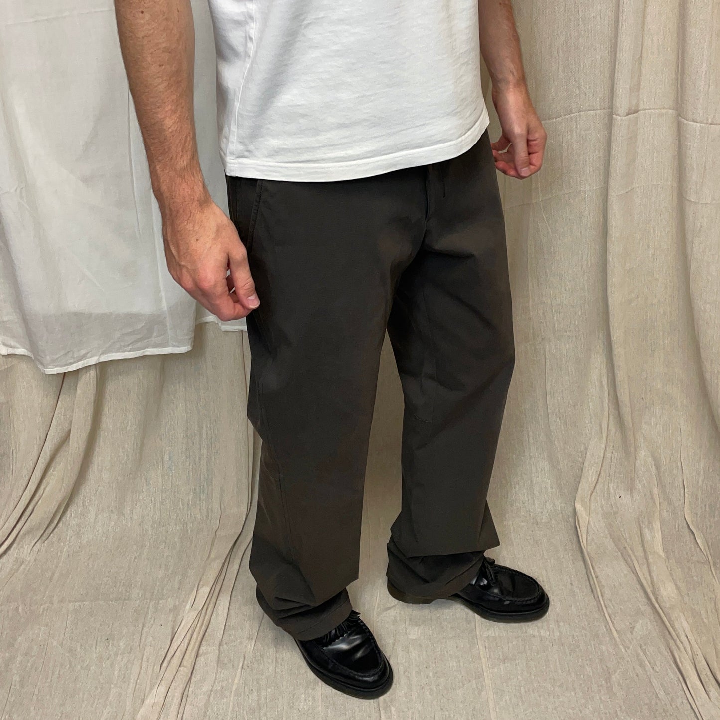 Prada Sport Grey 00s Wide Leg Adjustable Waist Tro rs